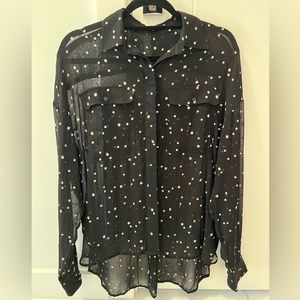 ALLSAINTS Amari Star Embroidered Shirt- Size: XS; fit is oversized